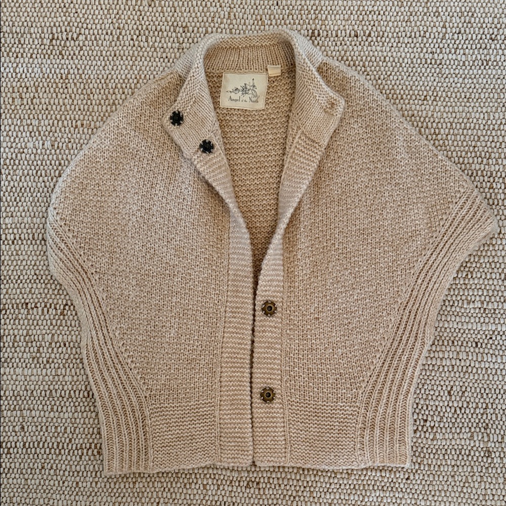 Anthropologie Neutral Beige Textured Knit Button Cardigan